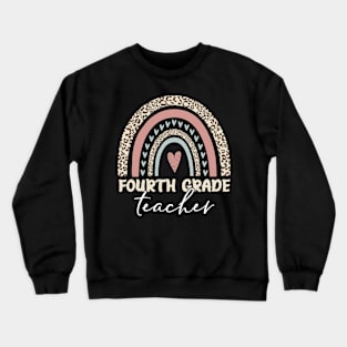 Fourth Grade Teacher Leopard Pattern Crewneck Sweatshirt